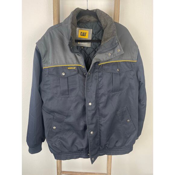 Caterpillar CAT iTechnology Navy & Gray Heavyweight Work Jacket Mens XL - Picture 1 of 5